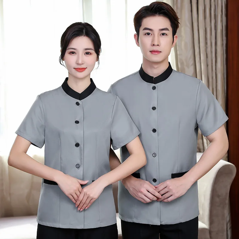 

Cleaning Service Uniform Short-Sleeved Summer Clothes Suit Hotel Guest Room Hospital KTV Cleaner Aunt Property Cleaning Work Clo