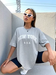 U.S.A New York USA City Street Printed Women T Shirts Breathable Summer T-Shirt Fashion Tees Clothing O-Neck  Short Sleeve