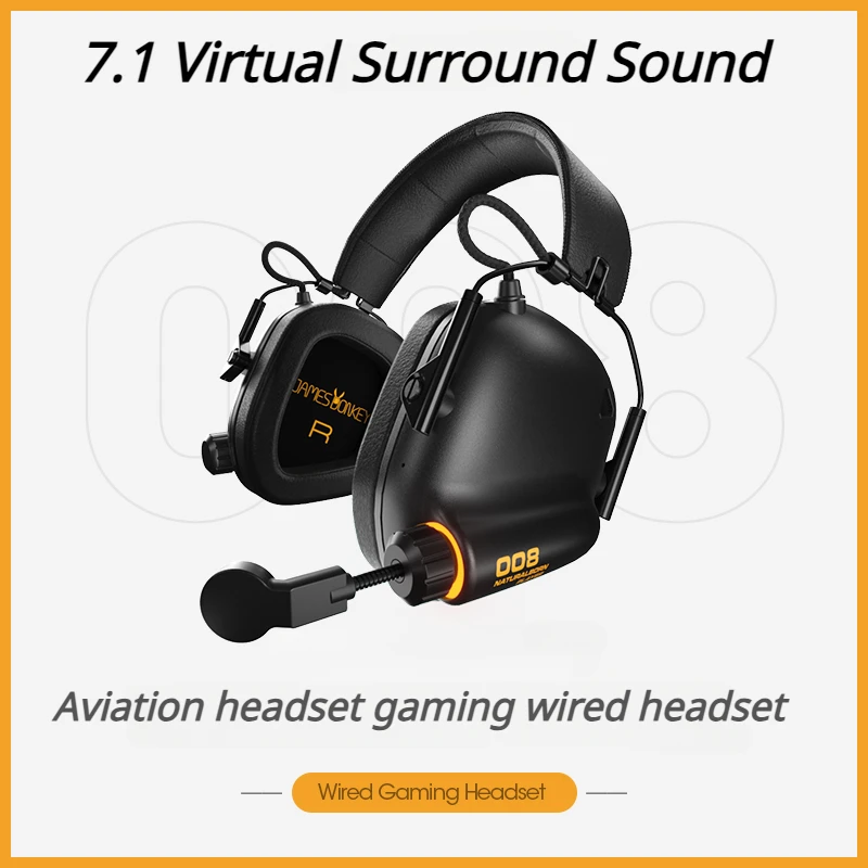 ECHOME Tactical Wired Headphone 7.1Surround Sound Gaming Headset with Noise-Canceling USB Microphone RGB Backlight for PC Laptop