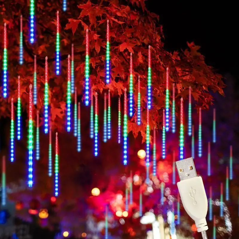 30/50 سنتيمتر USB LED النيزك دش ضوء 8 أنبوب الجنية سلسلة شجرة عيد الميلاد مصباح حديقة لقضاء عطلة عيد الميلاد ديكور المنزل Led أضواء