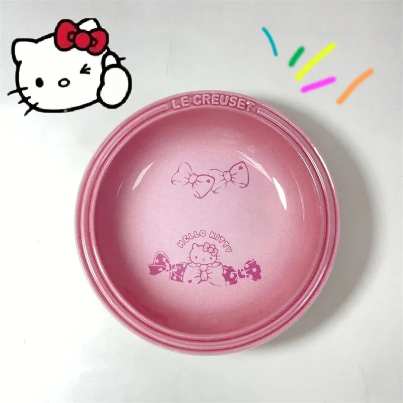 Sanrio Kawaii Hello Kitty Plate Cartoon Creative Shape Fruit Snack Plate Ceramic Household Food Vegetable Plate Cute Tableware