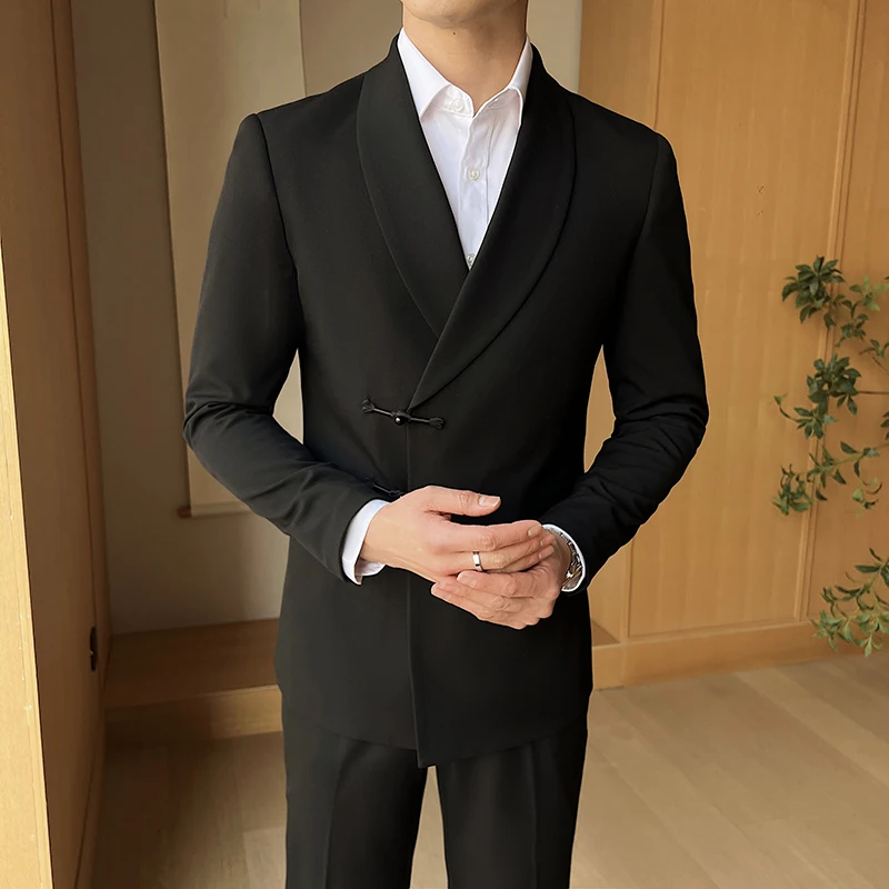 

High-quality, fashionable and stylish Chinese-style suit, Chinese button-knot evening dress set, two-piece dinner set
