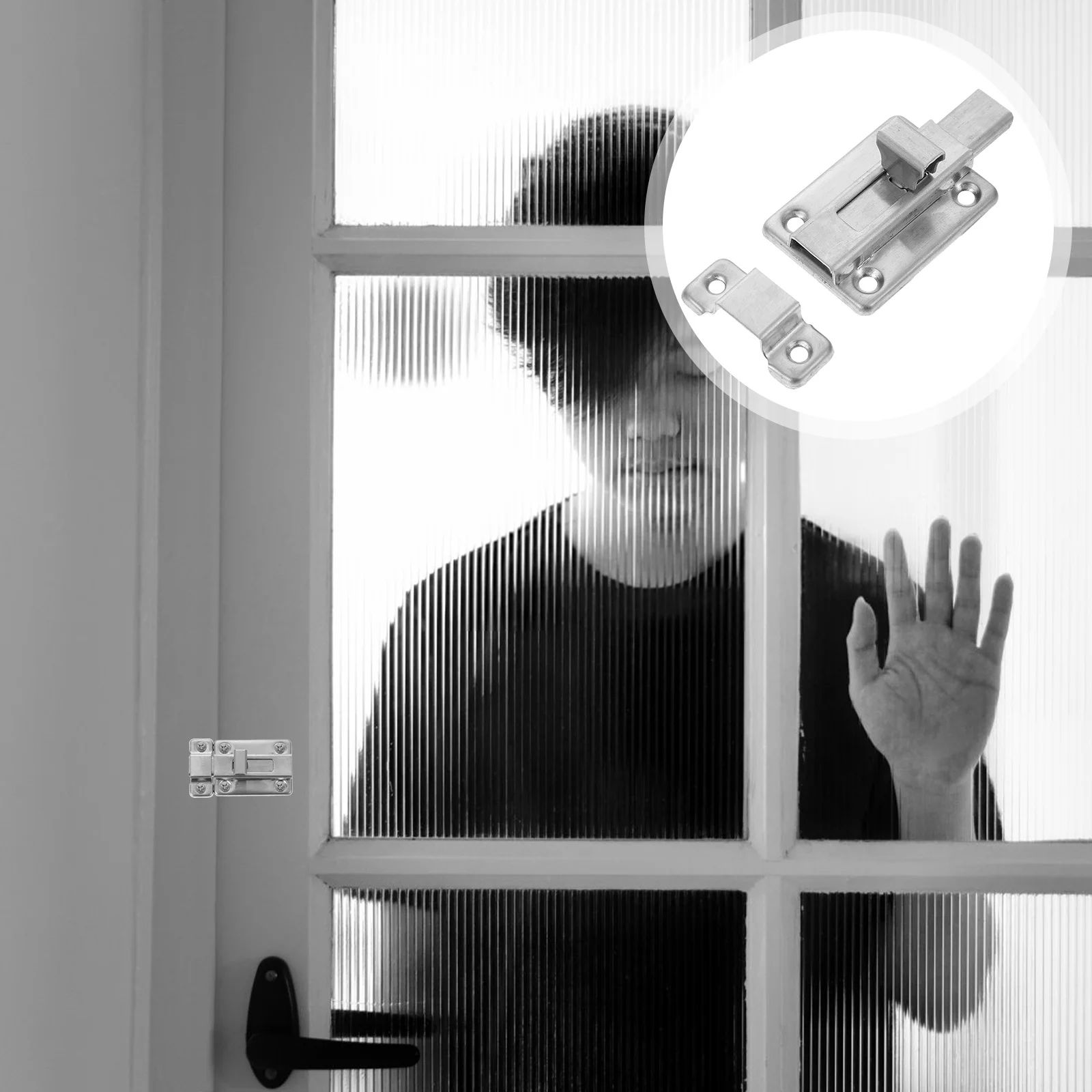 

2 set Double Ended Door Latch Stainless Steel Security Sliding Lock For Toilet Kitchen Bedroom Balcony Window Sling Latch