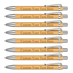 Custom Logo Bamboo Pen Personalized Ballpoint Pens Wedding Gift Favors For Guest Baby Shower Decoration Baptism Party Pen