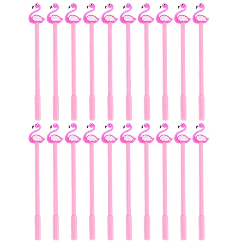 20Pcs Cartoon Gel Pen 0.5mm Flamingo Neutral Pen Student Stationery Neutral Pen Flamingo Signing Gel Pens Kids Gift