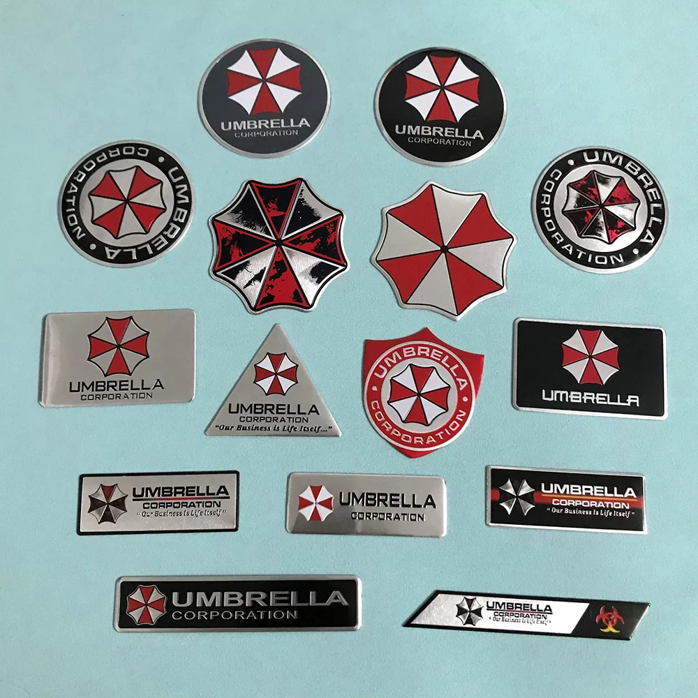 Car Styling 3D Metal Umbrella Corporation Logo Stickers Aluminum Alloy Badge Auto Motorcycle Trunk Fender Body Decor Accessories