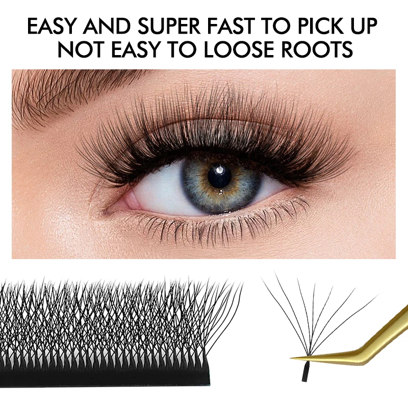 NATUHANA 7D 8D W Shape Natural Soft Lashes Dense Eyelash Extensions Premade Volume Fan Leaves Autofan Eyelashes