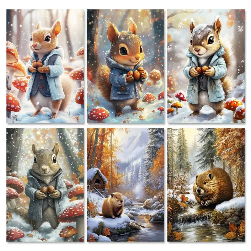 

RUOPOTY Frame Diy Painting By Numbers For Adults Squirrel Animal Handpainted Diy Gift Paint With Numbers For Home Decors