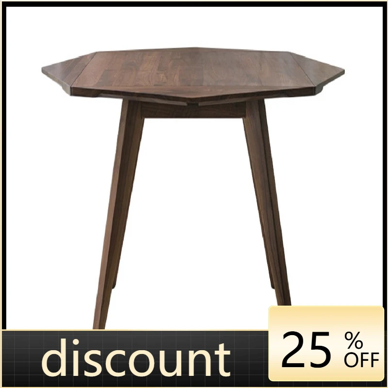 

LMM Nordic all solid wood walnut deformable dining table folding octagonal square table