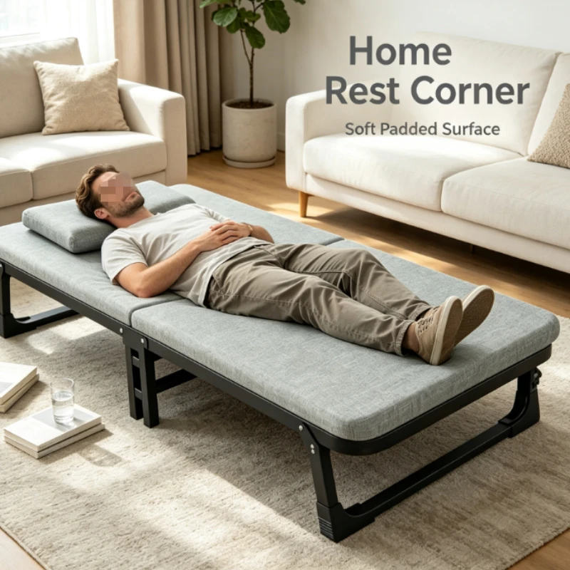 Folding Office Nap Bed With Thick Mattress And Flat Surface For Workplace Rest Area Modern Space Saving Furniture