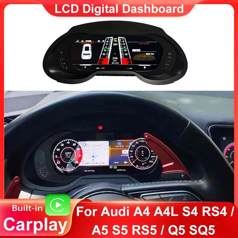 Car LCD Digital Dashboard Panel Instrument Cluster Cock Speedometer Carplay For Audi A4L A4 Q5 SQ5 S4 RS4 A5 S5 RS5 2008-2018