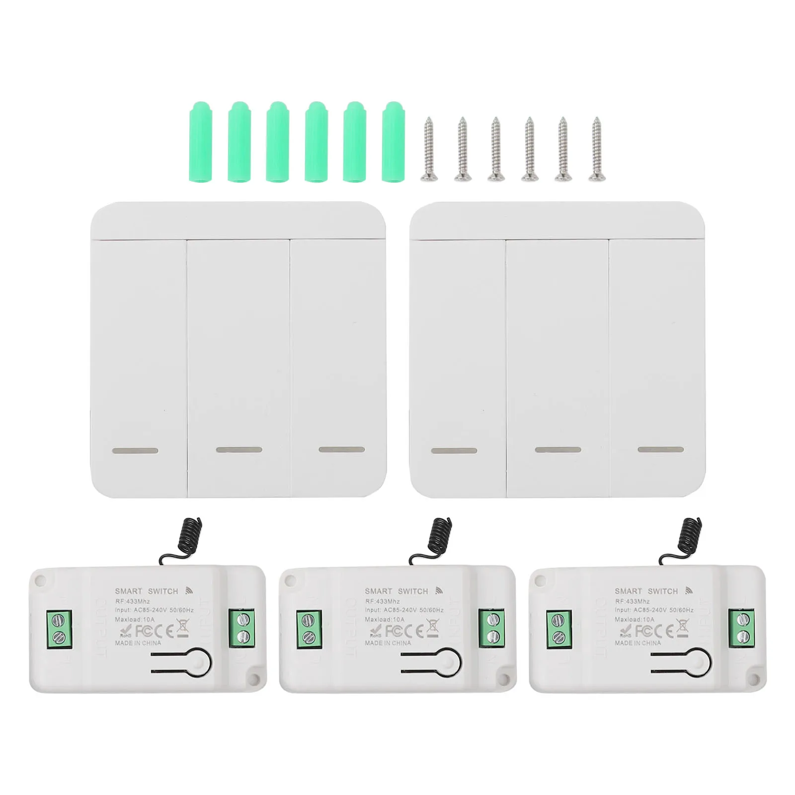 

72*38*21mm Wireless Light Switch Expandable Wireless Light Switch RF Receiver Expandable System High Durability