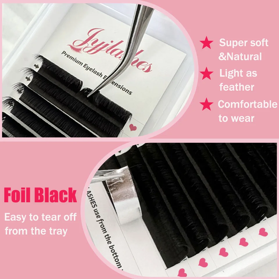 Jyjlashes fácil ventilador volume cílios floração automática extensão de cílios preto fosco mega cílios todos os tamanhos maquiagem cilios