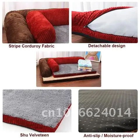 Pet Cat Dog Bed Soft L Shaped Lounge Sofa Cushion Fleece Warm Dog Beds For Small Large Dogs