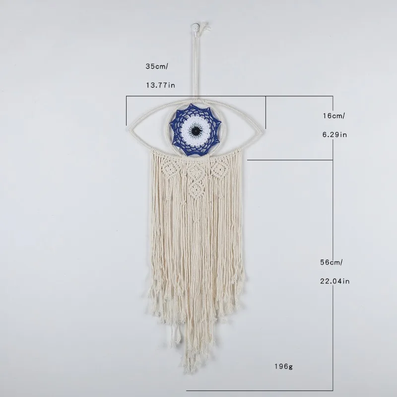 Nordic Handwoven Evil Eye Tapestry Turkish Nazar Wall Art Cotton Fringe Hanging Bohemian Home Decor Craft Unique Gift for Friend view 3