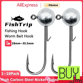 FishTrip 1 ~ 10 sztuk Ned główki jigowe haczyk wędkarski 2g ~ 17g miękkie przynęty haczyki na robaki bez chwastów główka jigowa do wody słodkiej i słonej