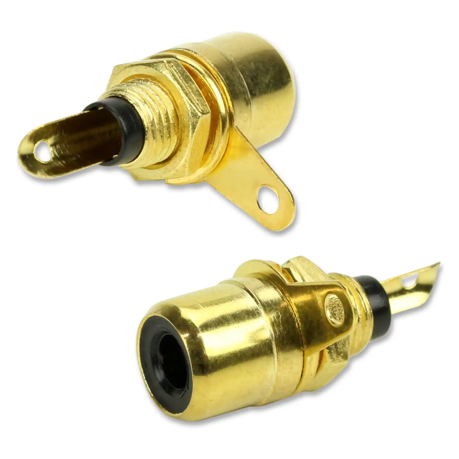 10x Professional High Quality Gold Plated Rca Female Jack-Black