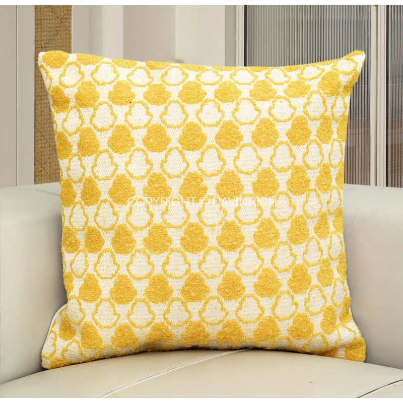 DAVINRICH Exotic Geometry Throw Pillow Covers Spanish Talavera Pattern Embroidered Square Cushion Case Retro Ethnic Home Decor