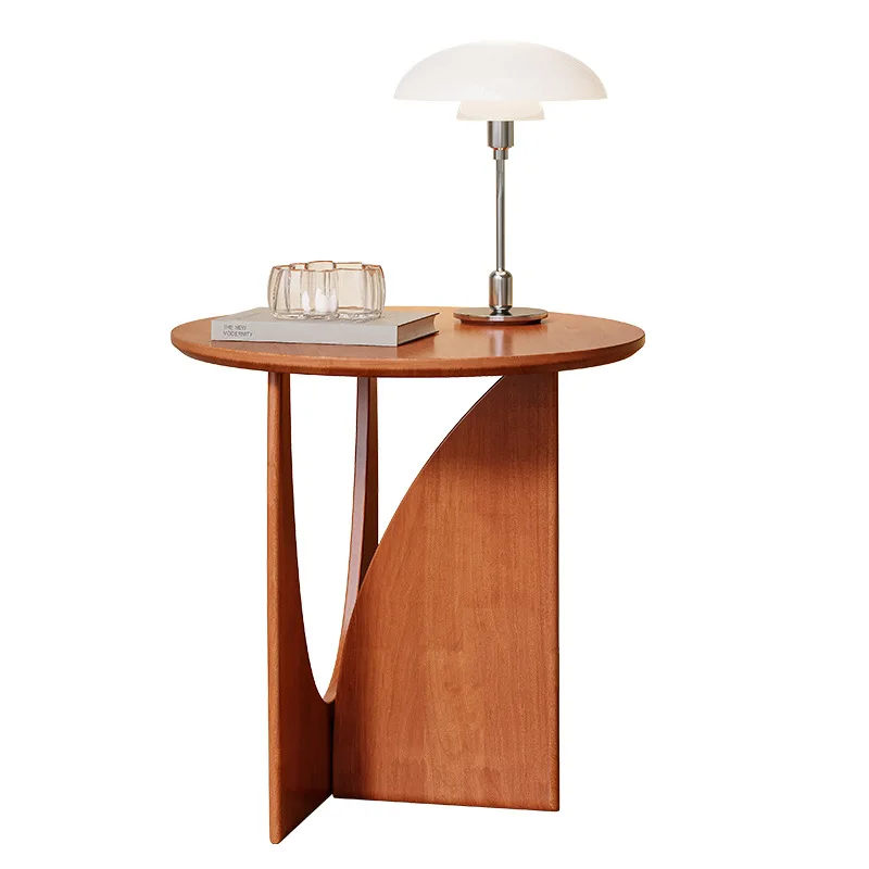 CX solid wood light luxury round, living room small coffee table, simple, bedroom solid wood small round table