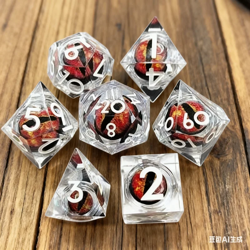 

Dragon Eye Dice Set 7pcs D4 To D20 for DND TRPG Tabletop Role Playing Games Outdoor Camping Leisure Time Entertainment Tools