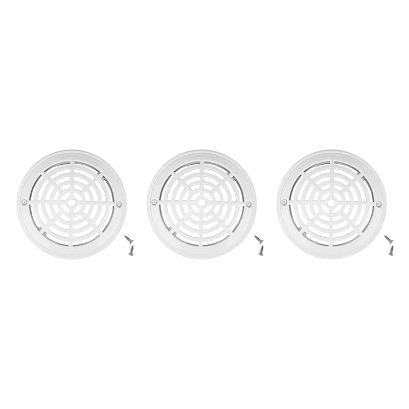 3X 8Inch Pool Main Drain Cover The Top Grate Bottom Mounting Plates White Replacement Pool Drain Cover Pool Outlet Cover