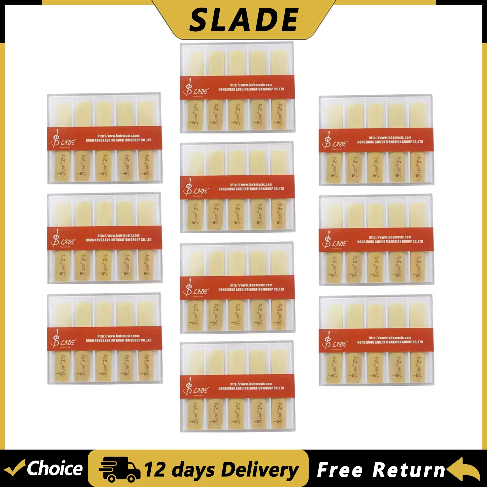 SLADE 10er-Set Saxophon-Blätter für Sopran-, Alt-, Tenorsaxophon und Klarinette, Stärke 1,5/2/2,5/3/3,5, Holzblasinstrument-Zubehör