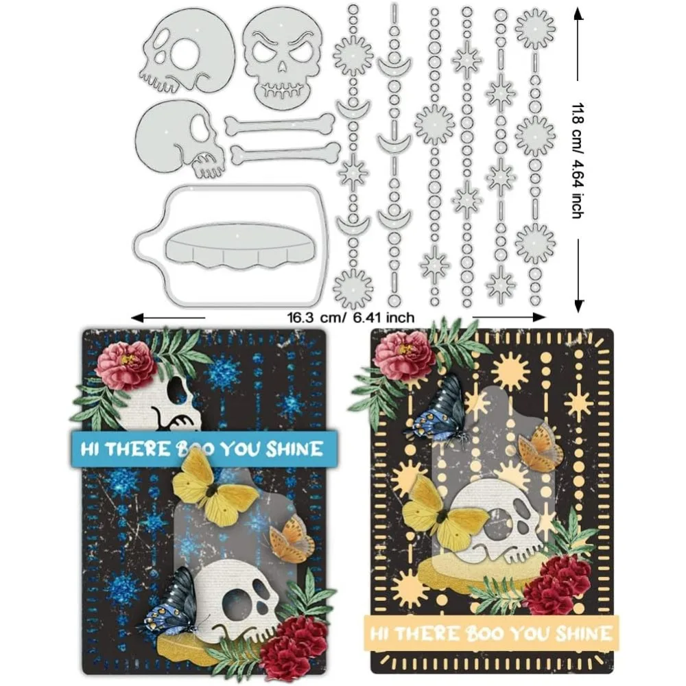 Starlink Skeleton Cutting Dies Stencils Skull Background Board Die Cuts DIY Craft Embossing Template for Card Making Photo