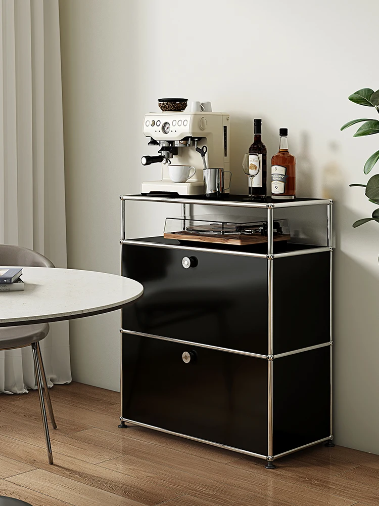 モジュール式組み合わせ収納キャビネット、中世の二層寝室ロッカー、チェストキャビネットステンレススチール、ダイニングサイドキャビネット