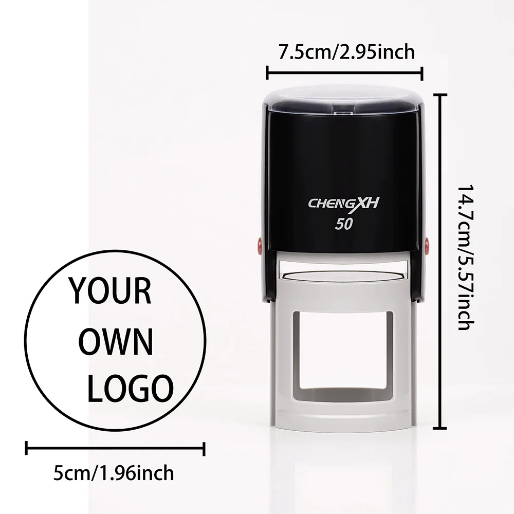 Custom self-inking stamp: Large round, custom logo.  ink pad. For offices, bulk orders (teachers, business)