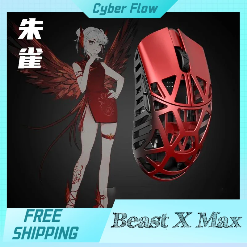 Wanling Beast X Max Mouse 8k Dual Mode Paw3395 Wlmouse Magnesium Alloy Gaming Mouse Lightweight Hollow Out Pc Gamer Customized