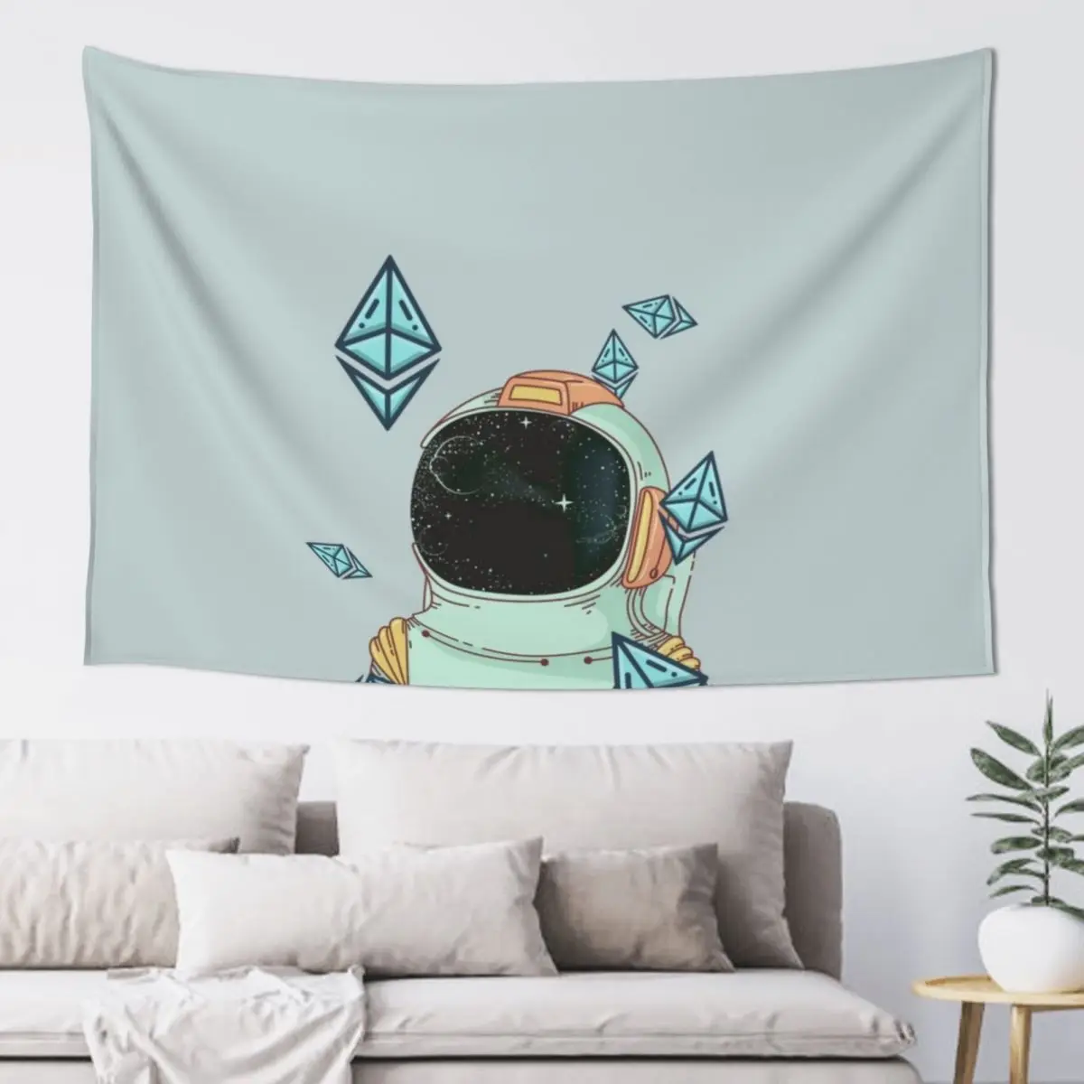 Astronaut Crypto design Ethereum Eth Tapestry Korean Room Decor House Decorations Decorative Wall Mural Tapestry