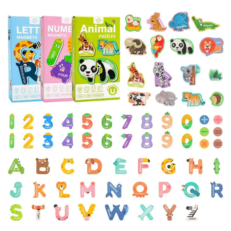 Pasta magnetica di carta per bambini Lettere minuscole Puzzle di animali Puzzle Divertente allenamento Colore Abnormità Gioco di adesivi per regali