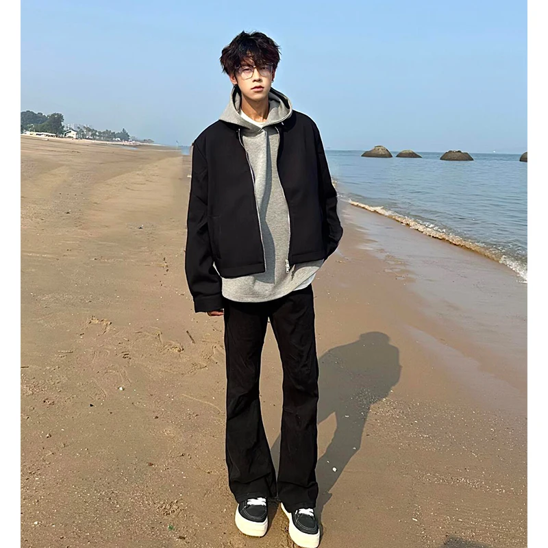 

Bla High Waist Slim Fit Men's Jeans American Vibe Spring Autumn Straight Cut Trousers Youth Faion Long Pants Denim