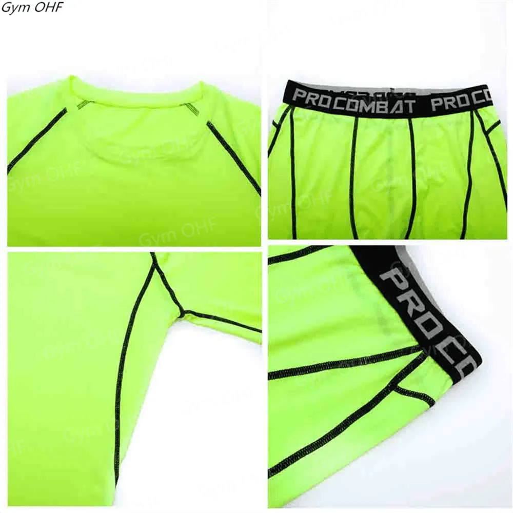 New Men's Short Sleeved T-shirt Compressed Quick Drying Breathable Training Tees Fitness Jujitsu Rashguard Top Gym Sport Shirts