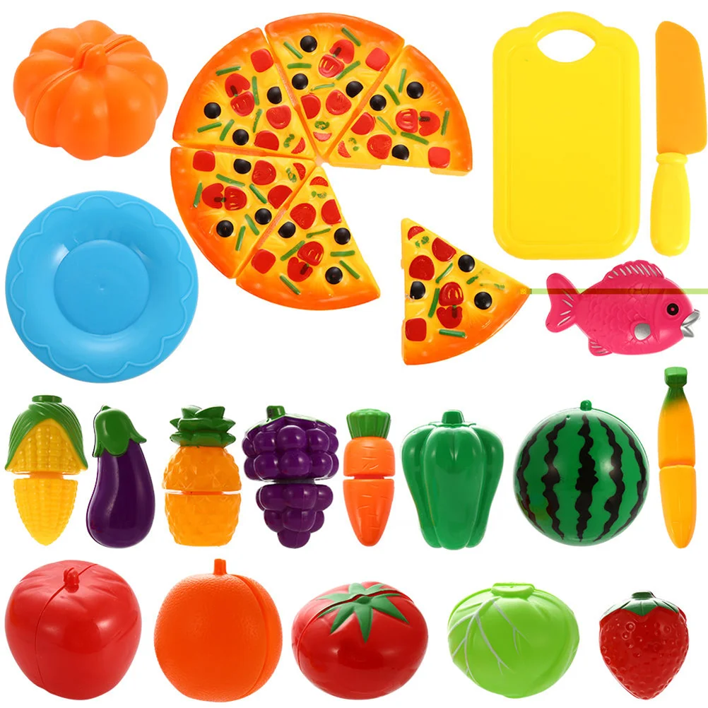 24 Pcs Imagination Toy Cut Food Pizza Girl Multicolor Set Vegetables Cutting Toys Fruit Self-adhesive Tape Smooth Work