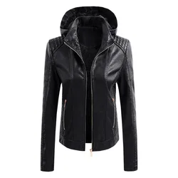 Autumn And Winterpujacket Coat For Women Removable Fleece-lined Hooded Leather Coat European And American Women's Clothing