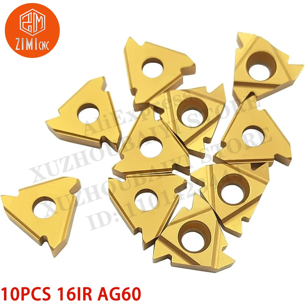 10PCS 16IR AG60 CNC Lathe Indexable Threading Carbide Insert Blade  metal lathe mechanical cutting tool CNC tool for steel parts