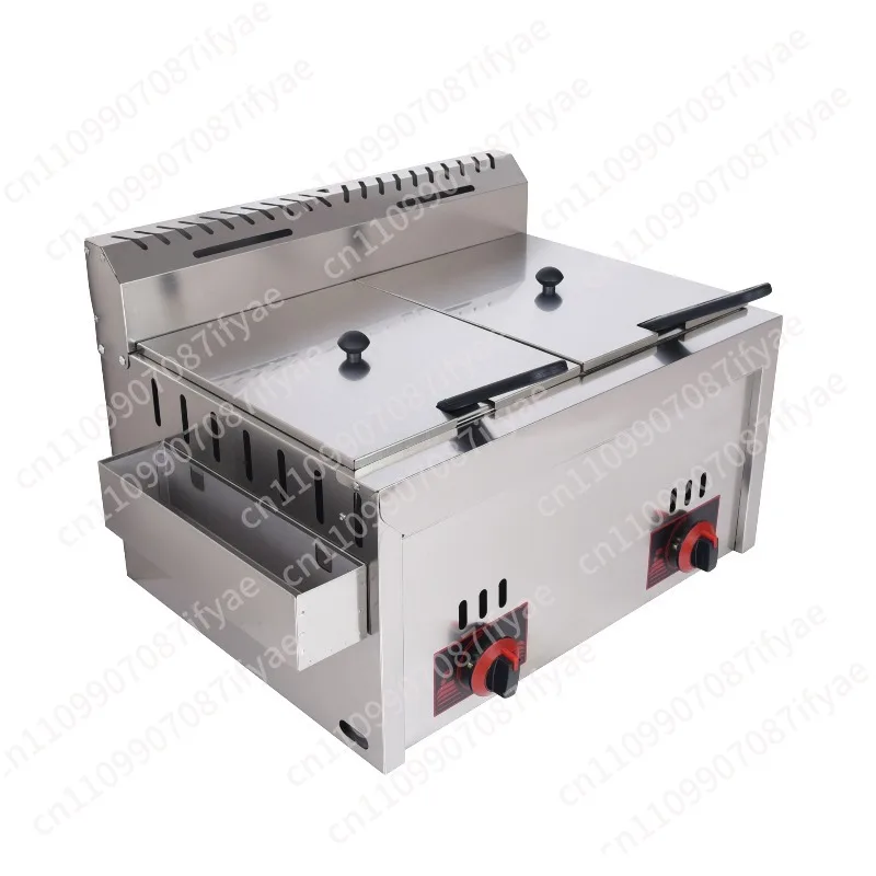 Gas fryer Double cylinder Double screen Fryer French fries Fryer Snack machine Stall Fried chicken stove