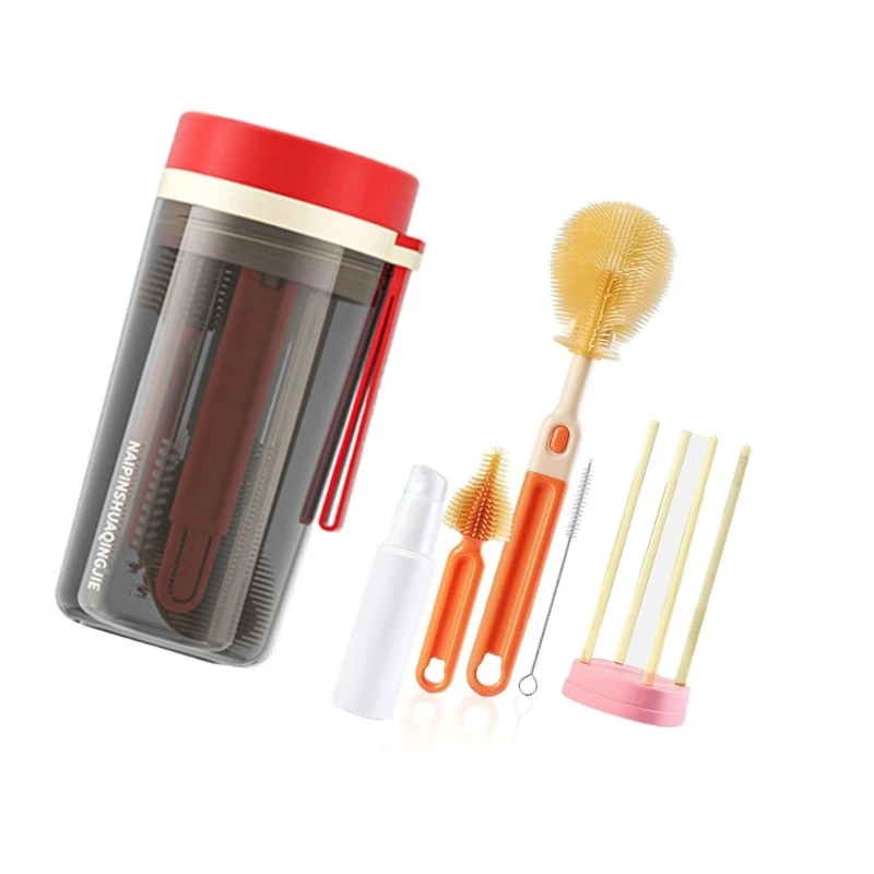 F62D Baby Bottle Scrubbing Set Essential Baby Bottle Cleansing Brushes for Travel image 3