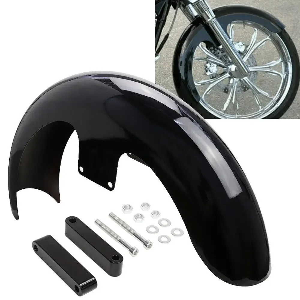 

Motorcycle 21" Wrap Front Fender Gloss Black For Harley Touring Electra Street Glide Road King Ultra Custom Baggers 2014-2021