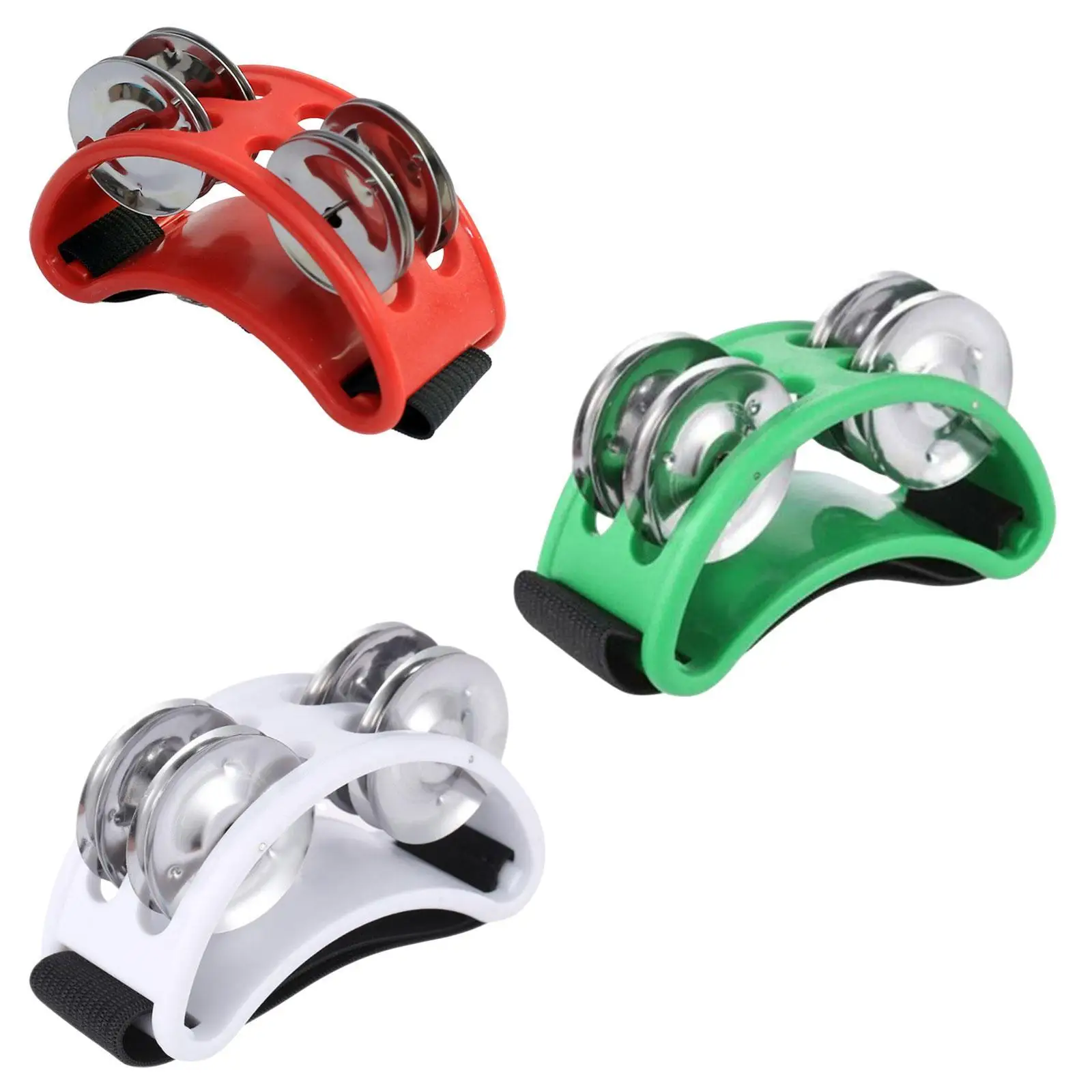 4xFoot Tambourine Portable Shoe Tambourines Shaker for Concerts Mandolin Party red