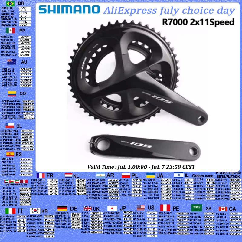 Platos y bielas Shimano 105 R7100 2x12 velocidades R7000 2x11s 165/170/172,5/175mm 52-36T/53-39T/50-34T actualización de manivela de bicicleta de carretera 5800