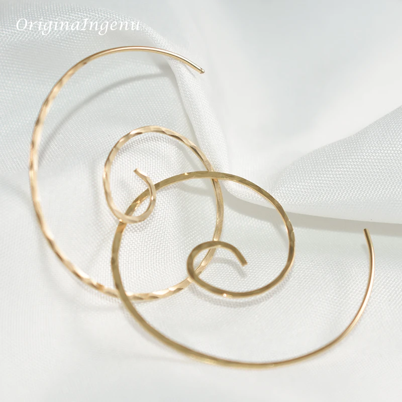 925 Silver Hammered Hoop Earrings 14K Gold Filled Earring Handmade Vintage Jewelry  Brincos Boho Pendientes Earrings For Women