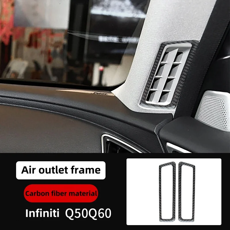Carbon Fiber Car Interior Modification Cover Trim Strips Decorative Stickers For Infiniti Q50 Q60 Car Styling Inner Accessories.