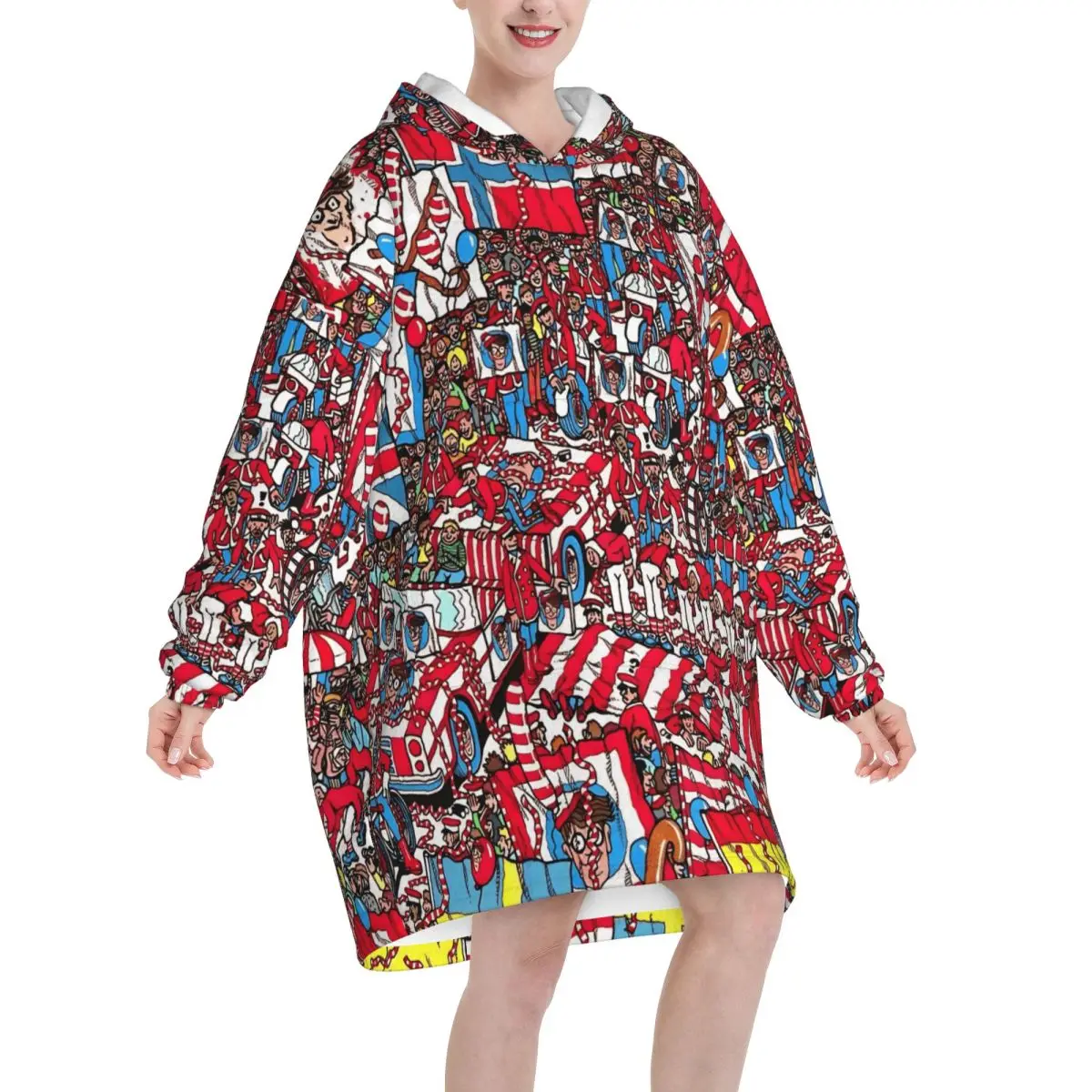Oversized Wally Waldo Wearable Blanket Gifts for Women Men Ultrasoft Plush Warm Sweatshirt Blankets With Pocket