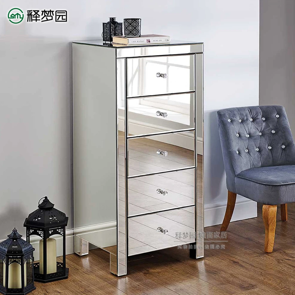 

Nordic mirror chest of drawers, glass five-drawer cabinet, modern simple drawer storage cabinet, large-capacity storage cabinet