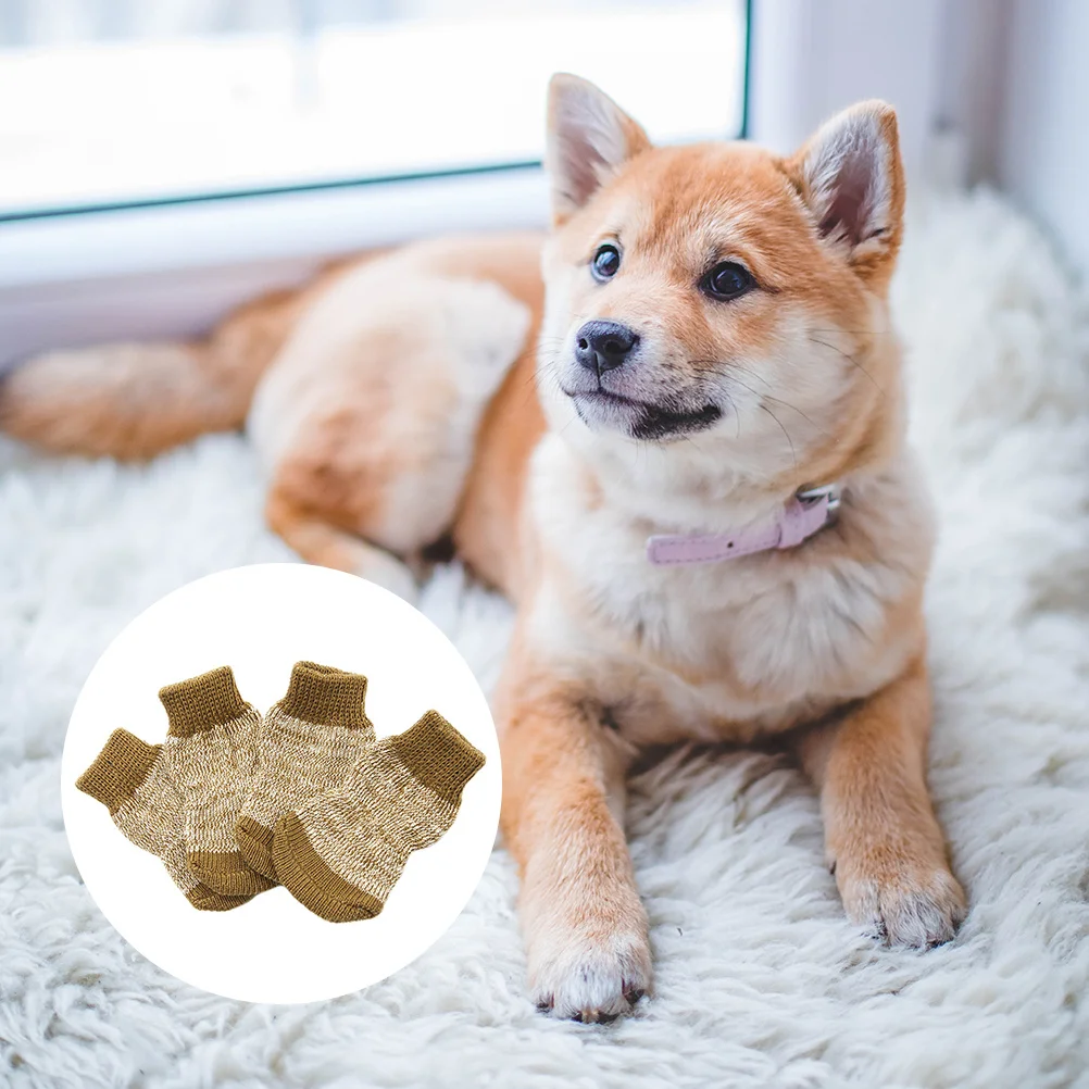 4 Pares de Calcetines para Perro, Material de Algodón, Antideslizantes, para Protección de Patas de Mascotas, Cálidos para Invierno, Talla M, Calzado para Perros