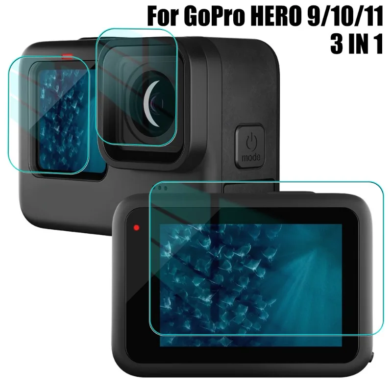 Tempered Glass for Gopro Hero 11 10 9 Screen Protector Camera Lens Protective Film for Go Pro Hero11 Hero10 9 Camera Accessories