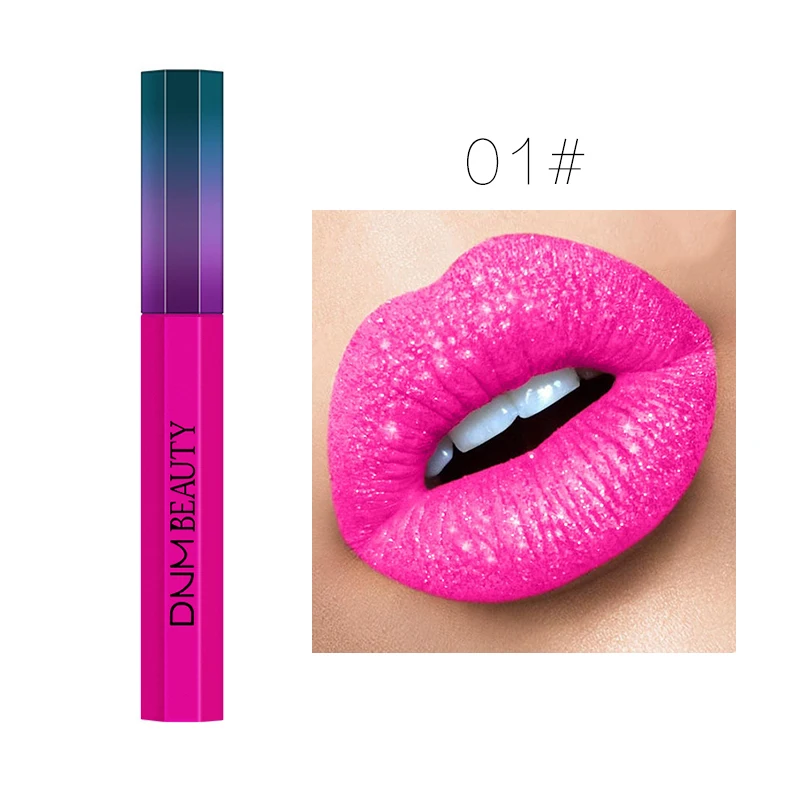 Lip Gloss Metal Lip Gloss Diamond Glitter Pearl Liquid Lipstick Sexy Lip Makeup Nonstick Cup Easy To Color Lasting