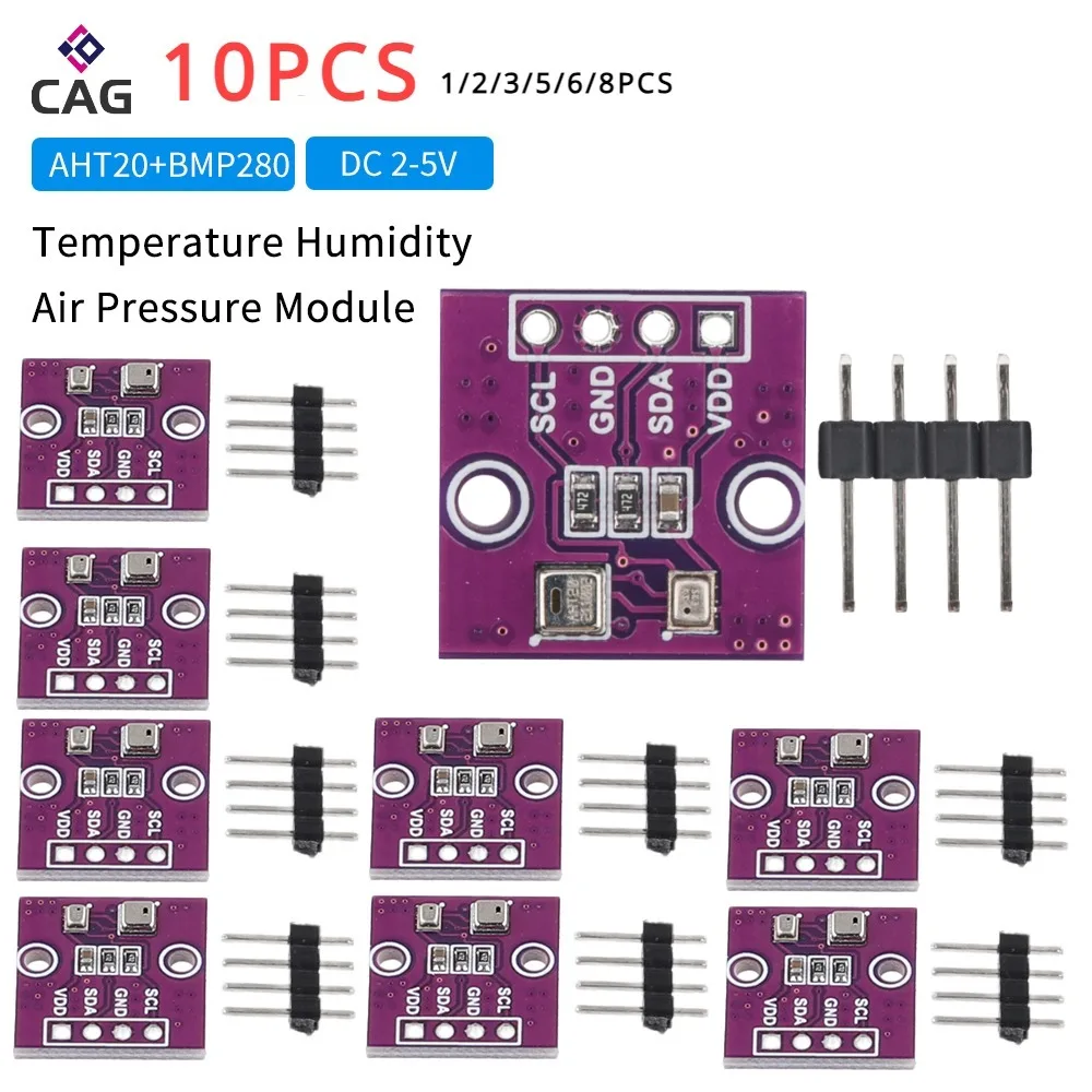 1-10pcs AHT20+BMP280 Temperature Humidity Air Pressure Module High-precision Digital Temperature Humidity Air Pressure Sensor